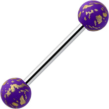 将图片加载到图库查看器,Matte Purple Splatter Pattern Barbell Tongue Ring