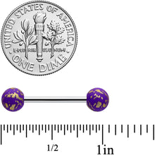 将图片加载到图库查看器,Matte Purple Splatter Pattern Barbell Tongue Ring