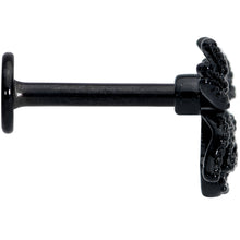 Load image into Gallery viewer, 16G 5/16 Yellow Gem Black Spider Halloween Labret Monroe Tragus