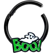 将图片加载到图库查看器,16G 3/8 Black Green Boo Ghost Halloween Hinged Segment Ring
