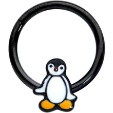 将图片加载到图库查看器,16G 3/8 Black Baby Penguin Hinged Circular Ring