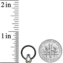 将图片加载到图库查看器,16G 3/8 Black Baby Penguin Hinged Circular Ring