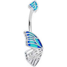 将图片加载到图库查看器,Butterfly Wing in Blue Double Mount Belly Ring