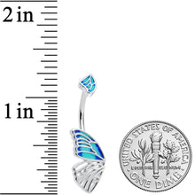 将图片加载到图库查看器,Butterfly Wing in Blue Double Mount Belly Ring