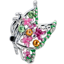 Load image into Gallery viewer, 16G 5/16 Green Orange Gem Texture Butterfly Labret Monroe Tragus