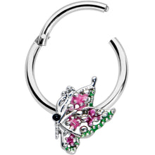 Load image into Gallery viewer, 16G 3/8 Textured In Pink Butterfly Hinged Segment Ring