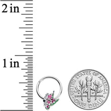 Load image into Gallery viewer, 16G 3/8 Textured In Pink Butterfly Hinged Segment Ring