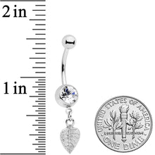 将图片加载到图库查看器,Clear Gem Autumn Lovely Textured Leaf Dangle Belly Ring