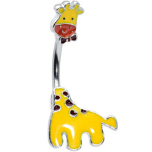 将图片加载到图库查看器,Yellow Red Bow Tie Giraffe Double Mount Belly Ring