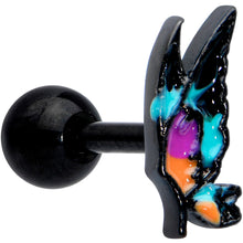 Load image into Gallery viewer, 16G 1/4 Black Sunset Side Butterfly Cartilage Tragus Earring