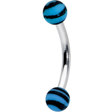 将图片加载到图库查看器,16G 5/16 Matte Blue Zebra Stripe Curved Eyebrow Ring
