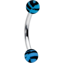 将图片加载到图库查看器,16G 5/16 Matte Blue Zebra Stripe Curved Eyebrow Ring