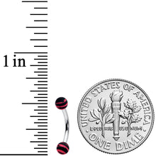 Load image into Gallery viewer, 16G 5/16 Matte Pink Zebra Stripe Curved Eyebrow Ring