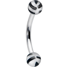 Load image into Gallery viewer, 16G 5/16 Matte Grey Zebra Stripe Curved Eyebrow Ring