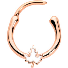 Load image into Gallery viewer, 16G 3/8 Rose Gold Tone Fall White Maple Leaf Cartilage Clicker