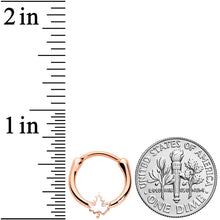 Load image into Gallery viewer, 16G 3/8 Rose Gold Tone Fall White Maple Leaf Cartilage Clicker