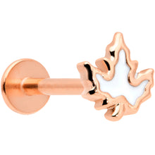 Load image into Gallery viewer, 16G 5/16 Rose Gold Tone Fall White Maple Leaf Labret Tragus