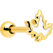 将图片加载到图库查看器,16G 1/4 Gold Tone Fall White Maple Leaf Cartilage Tragus Earring