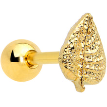 Load image into Gallery viewer, 16G 1/4 Gold Tone Autumn Textured Leaf Cartilage Tragus Earring