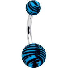 将图片加载到图库查看器,Matte Blue Zebra Stripe Belly Ring