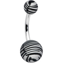 将图片加载到图库查看器,Matte Grey Zebra Stripe Belly Ring