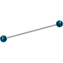 Load image into Gallery viewer, 14G Matte Blue Zebra Stripe Industrial Barbell 38mm