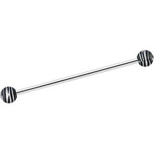 Load image into Gallery viewer, 14G Matte Black Zebra Stripe Industrial Barbell 38mm