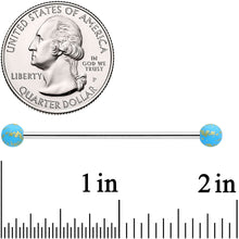 Load image into Gallery viewer, 14G Matte Blue Splatter Pattern Ends Industrial Barbell 38mm