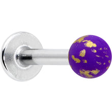 Load image into Gallery viewer, 16G 5/16 Matte Purple Splatter Pattern Labret Monroe Tragus