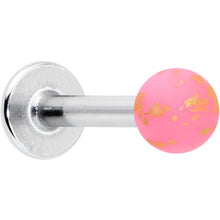 Load image into Gallery viewer, 16G 5/16 Matte Pink Splatter Pattern Labret Monroe Tragus