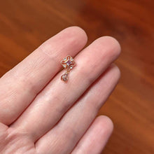 Load image into Gallery viewer, 16G 1/4 Clear Pink Gem Rose Gold Tone Cross Dangle Labret Tragus