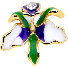 Load image into Gallery viewer, 16G 1/4 Clear Gem Gold Tone Iris Flower Cartilage Tragus Earring