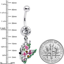 Load image into Gallery viewer, Clear Pink Gem Openwork Butterfly Wings Dangle Belly Ring