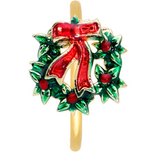 Load image into Gallery viewer, 20G 5/16 Gold Tone Festive Bow Wreath Christmas Nose Hoop