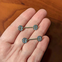 Load image into Gallery viewer, 14G 1/2 Blue Gem Geometric Blues Barbell Nipple Ring Set