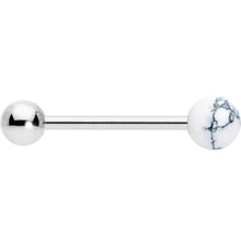 将图片加载到图库查看器,White Howlite Stone Top End Barbell Tongue Ring