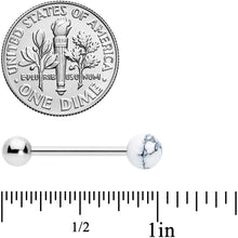将图片加载到图库查看器,White Howlite Stone Top End Barbell Tongue Ring