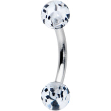Load image into Gallery viewer, 16G 1/4 Clear Black Glitter Ends Rook Curved Barbell