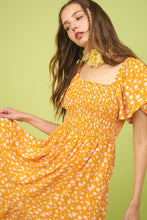 Load image into Gallery viewer, New Summer Flower Print Flutter Sleeve Smocked Midi Dress For Women – Fluttering, Trendy, Romantic and Feminine Style
