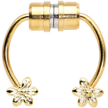 Load image into Gallery viewer, Flower Ends Gold Tone Non Pierced Magnetic Clip On Fake Septum Ring