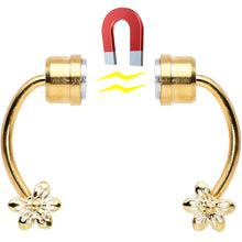 Load image into Gallery viewer, Flower Ends Gold Tone Non Pierced Magnetic Clip On Fake Septum Ring