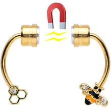 Load image into Gallery viewer, Clear Gem Bee Hive Gold Tone Non Pierced Magnetic Clip On Fake Septum Ring