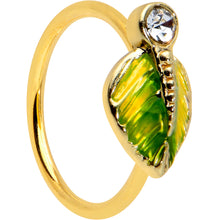 Load image into Gallery viewer, 20G 5/16 Clear Gem Gold Tone Lush Green Leaf Nose Hoop