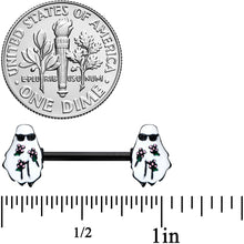 Load image into Gallery viewer, 14G 9/16 Black Hipster Ghost Halloween Barbell Nipple Ring Set