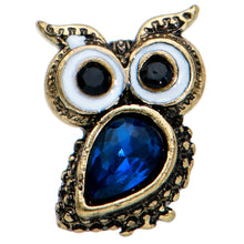 Load image into Gallery viewer, 20G 1/4 Blue Gem Gold Tone Wide Eyed Owl Nose Bone