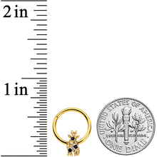 Load image into Gallery viewer, 16G 3/8 Black Gem Gold Tone Decadent Deer Hinged Segment Ring