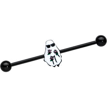 Load image into Gallery viewer, 14G Black Hipster Ghost Halloween Industrial Barbell 38mm
