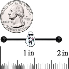 Load image into Gallery viewer, 14G Black Hipster Ghost Halloween Industrial Barbell 38mm