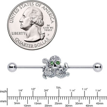Load image into Gallery viewer, 14G Clear Green Gem Sunglasses Octopus Industrial Barbell 38mm
