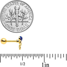 Load image into Gallery viewer, 16G 1/4 Gold Tone Textured Blue Octopus Cartilage Tragus Earring